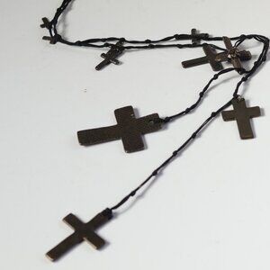 Rare Vintage Robert Lee Morris 4 Donna Karan Signed Lariat Necklace 10 Crosses